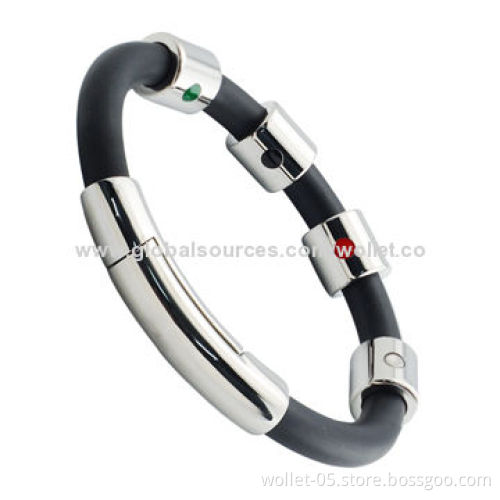 2014 Magnetic Silicone Wristband Bracelets with 316L Stainless Steel Magnetic Button